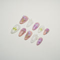 November Nails 100% Handmade Press-On Nails with Elegant Tulip, Heart & Pearl Designs | Reusable Luxury Gel Nail Art Kit